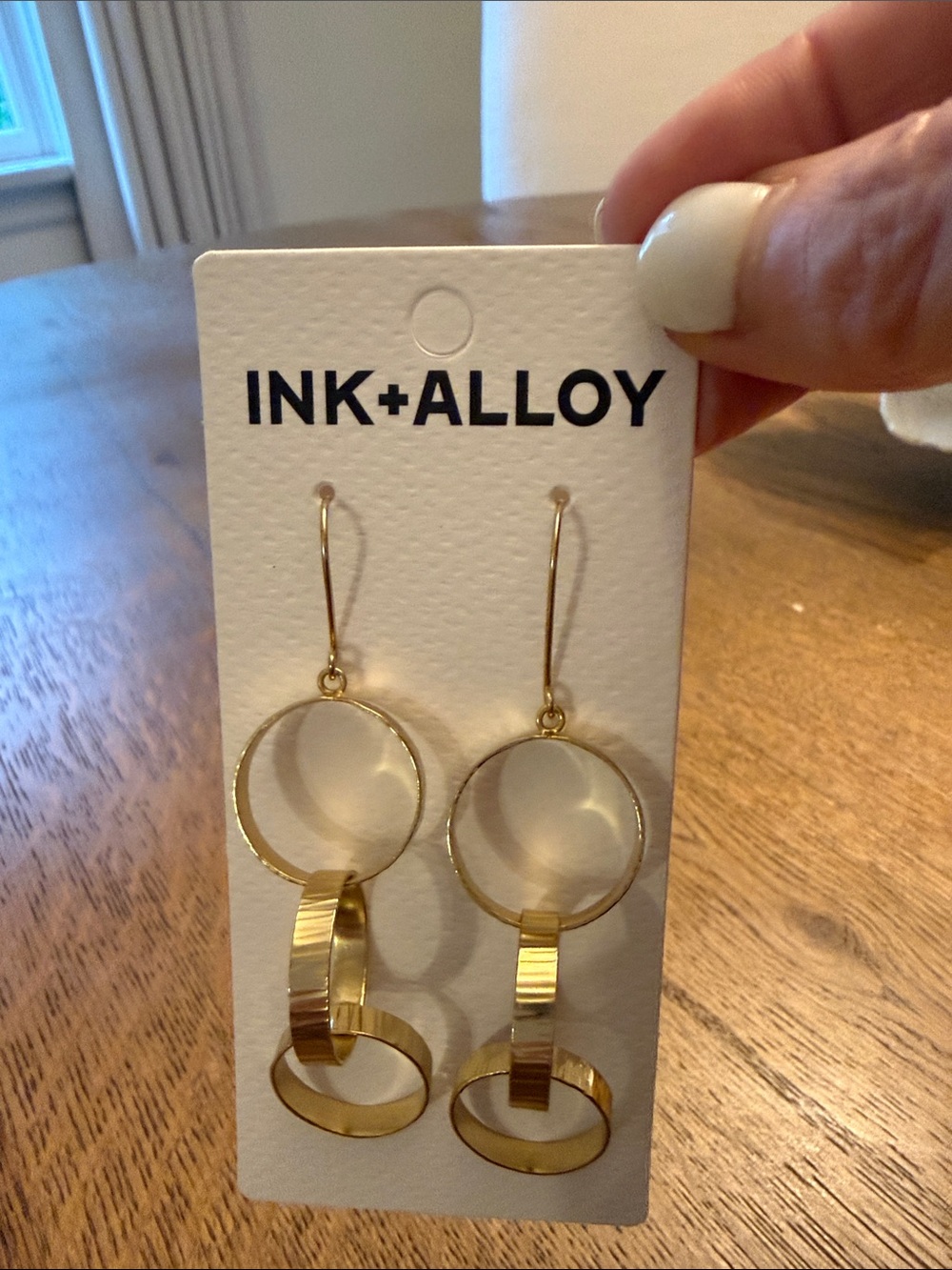 Ink + Alloy Gold Drop Hoop Dangle Earrings